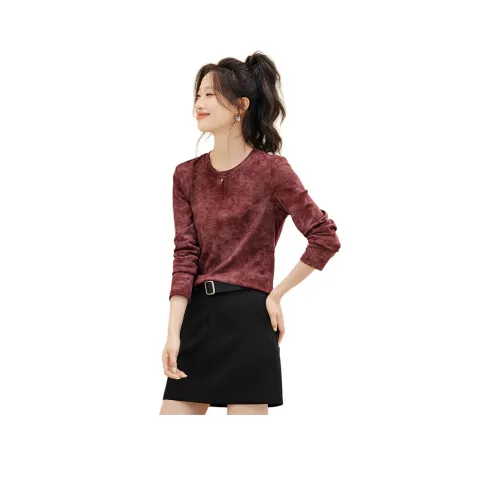 Mo Han Yi Mei Темно-красные Женские T-рубашки