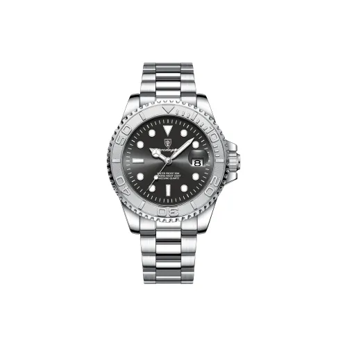 POEDAGAR Кварцевый механизм стальной ремешок мужские часы черный циферблат