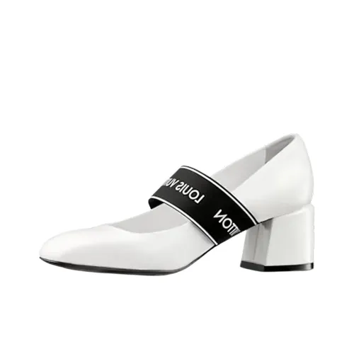 LOUIS VUITTON Грубый каблук Высокие каблуки Женские Белый Черный