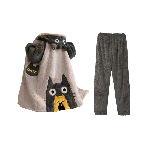 QIAONITONG Cute Kitten Men's Pajama Sets QIAONITONG Милый Котенок Мужские Пижамные Комплекты