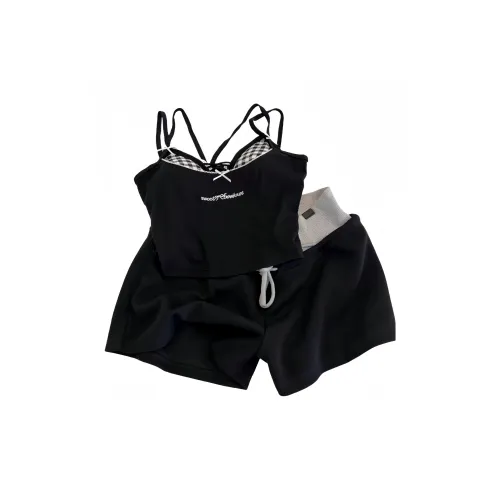UYH Топ на бретелях + Черные шорты Женские Пижамные комплекты