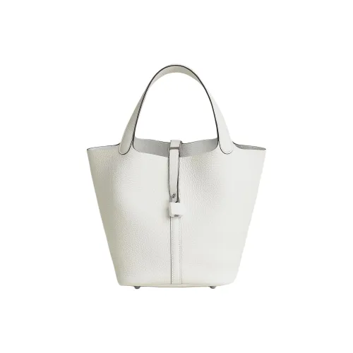 HERMES Picotin Lock Clemence Коровья кожа Сумка Женские 0U Новый белый Новый белый