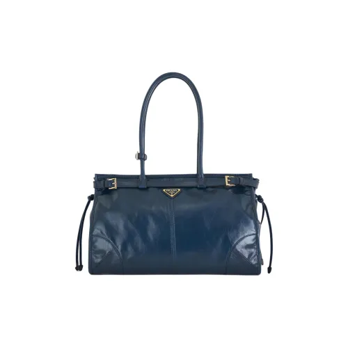 PRADA Сумка через плечо из кожи большая женская темно-синяя