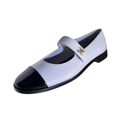 CHANEL 24P Планшет Mary Jane Женские Туфли Серый Синий