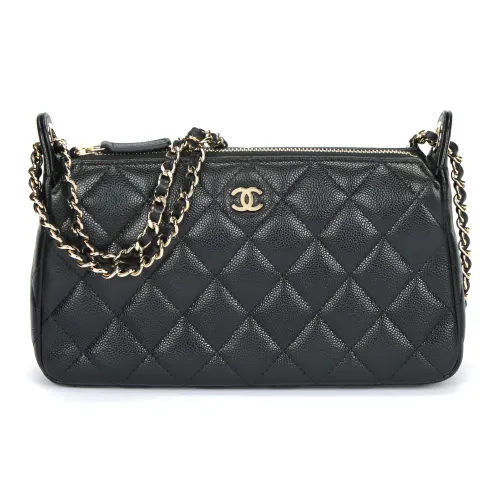 CHANEL Икорная коровья кожа сумка через плечо женская черная