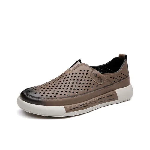 AOKANG Износостойкие Дышащие Противоскользящие Низкие Кожаные туфли с вырезами для мужчин