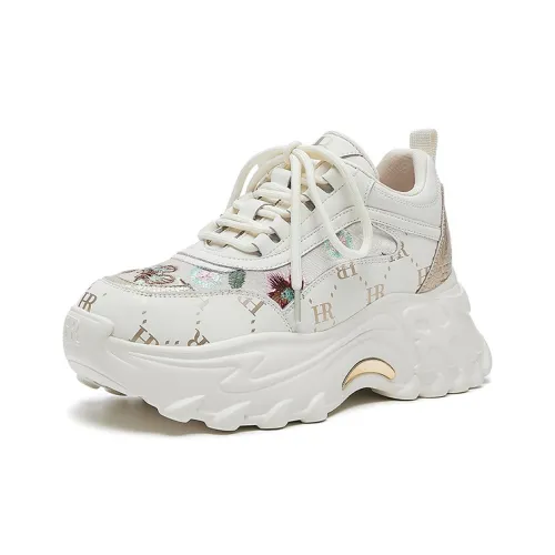 HR Толстая подошва Низкий топ Бежевый Золото Женский