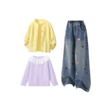 Однотонный Теплый Желтый + Однотонный Джинсовый Синий + Однотонный Таро Фиолетовый