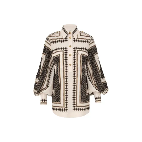 Zimmermann Черный Белый Женские Рубашки