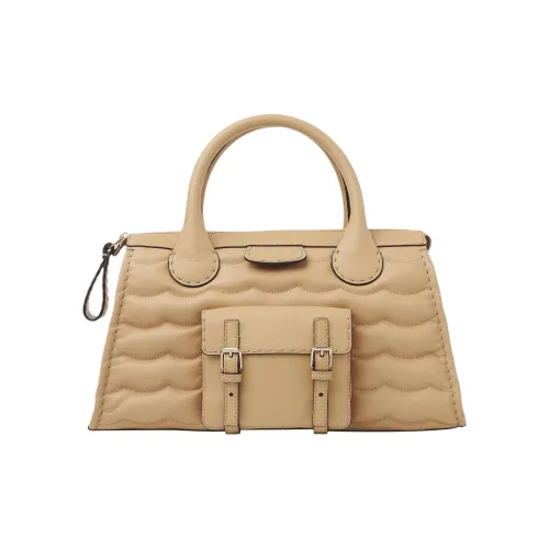 Chloe Edith Лоскутная Сумка через плечо из кожи буйвола Сумка среднего размера Женская Бежевая