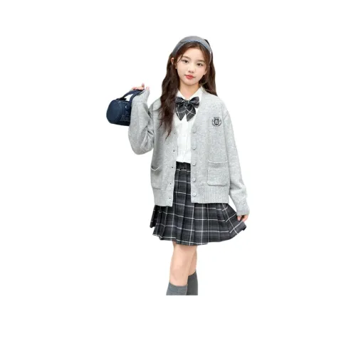 AIXINA Комплекты одежды Ecru Базовый слой + Серый топ + Черная короткая юбка Школьная повседневная спортивная одежда