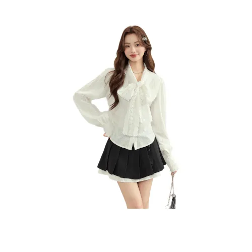 MENGXIAOQI Белая рубашка Женские рубашки