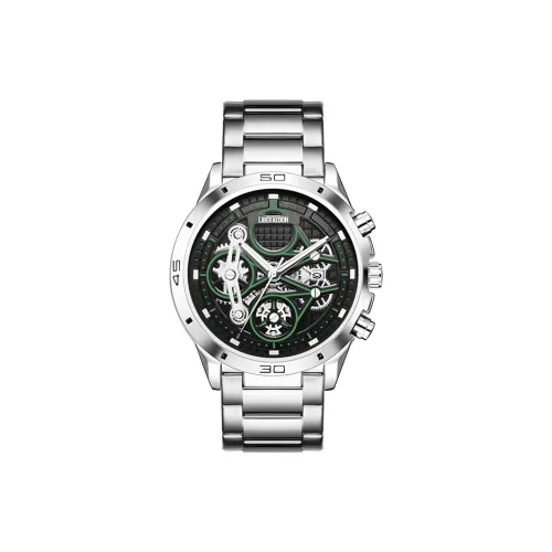 LIBER AEDON Наручные часы Кварцевый механизм Ремешок из нержавеющей стали Черный циферблат Мужские часы