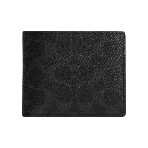 COACH Artificial Leather Triple PURPOSE Wallet Mini Unisex Black COACH Искусственная кожа Тройной PURPOSE Кошелек Мини Унисекс Черный