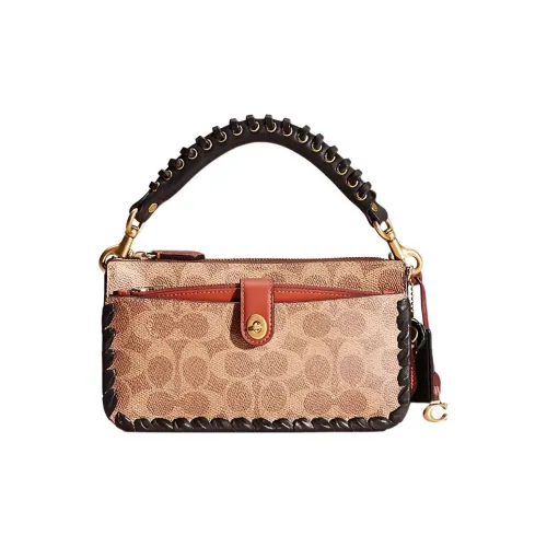 COACH NOA POP Up Покрытый холст с телячьей кожей кошелек для монет сумка через плечо маленькая сумка женская коричневый