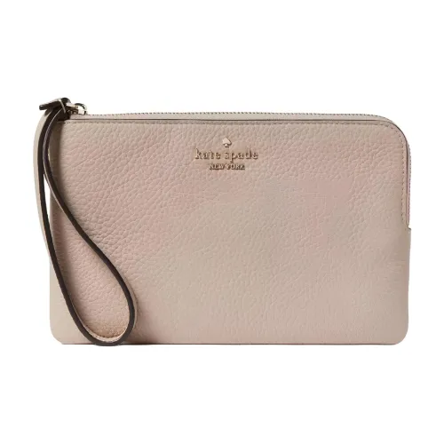 Kate Spade Leila Litchi Grain Leather Wallet Clutch Medium Women's Warm Beige