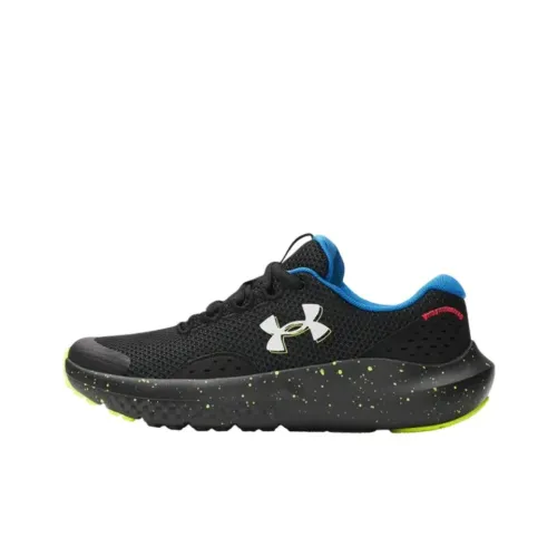 Under Armour Surge 4 Low Топ Детские беговые кроссовки Черный белый Подростки