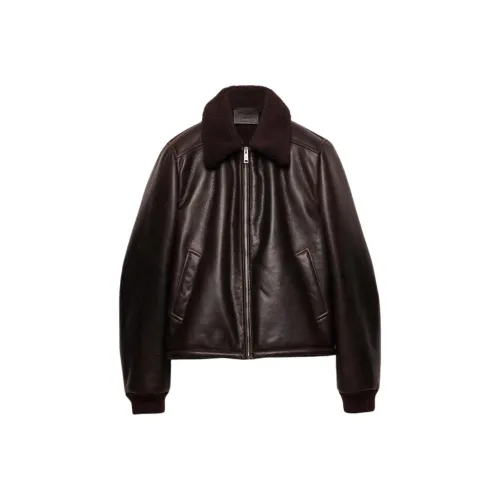 PRADA Ebony Мужские Кожаные Куртки