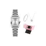 Серебряный маленький блок [двойной распакованный розовая коробка] + браслет + ожерелье