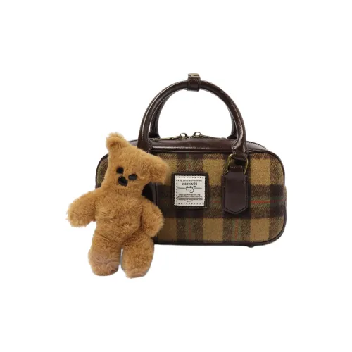 MZ HOUGE Шерстяная с ПУ (полиуретан) Сумка Стандартная Женская Кофейного цвета