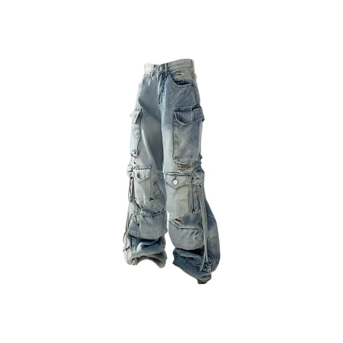 Qnxeey Светло-синие унисекс джинсы