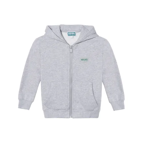 KENZO Куртки Пальто Застежка-молния Флисовая Толстовка Светло-Серый Детский