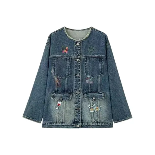 IQC Denim Вышитые Женские Джинсовые Куртки