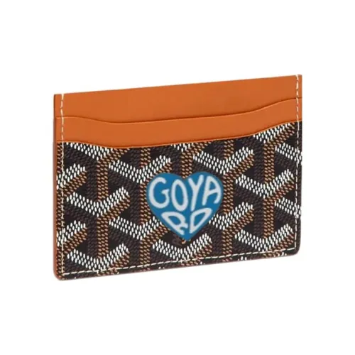 GOYARD Saint Sulpice Холст с кожей Собака's Teeth Картхолдер Картхолдер Унисекс Коричневый Небесно-голубой Маленькое сердце