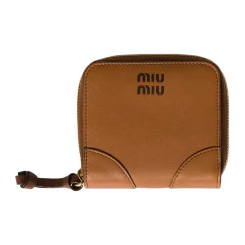MIU MIU Кошелек из коровьей кожи Маленький Унисекс Коньяк Коричневый
