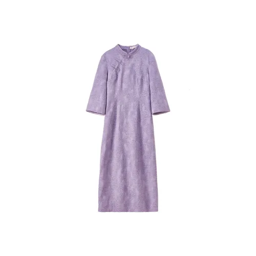 SENTUBILA Фиолетовый Женские Длинные Платья с Длинными Рукавами