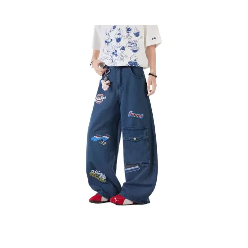 Pirkadat Темно-синий Синий Унисекс Джинсы