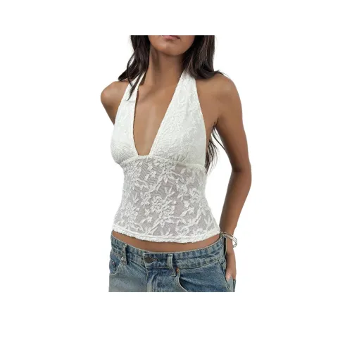 Motel Rocks Cosimo Halterneck Топ из жаккарда Knit Айвори Топ на бретелях Женские