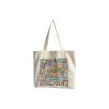 Graffiti Embroidery Canvas Bag White 1 Size