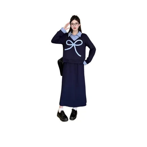 HTHK Темно-синий женский комплект с юбкой