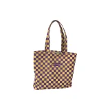 Двусторонняя клетчатая холщовая сумка, фиолетовая, 1 упаковка