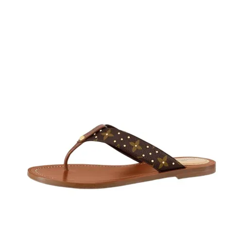 LOUIS VUITTON Шлепанцы из натуральной кожи Мужские Коричневые