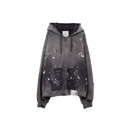 Maison Mihara Yasuhiro FW25 Sun Выцветший LIKE Embellished ZIP UP Hoodie Sweatshirt Women's
