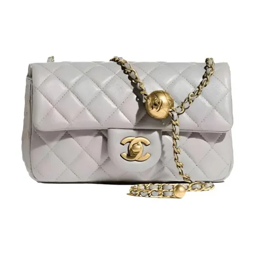 CHANEL Classic Flap CF Sheepskin Сумка через плечо Мини Женская Светло-серый Зеленый