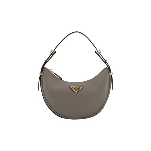 PRADA Напп-Кожа Полумесяц Сумка Стандартная Женская Темно-Серый