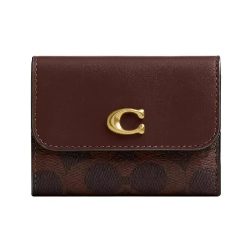 COACH Essential Покрытый холст Кошелек Обычный Женские Латунь And Кленовый