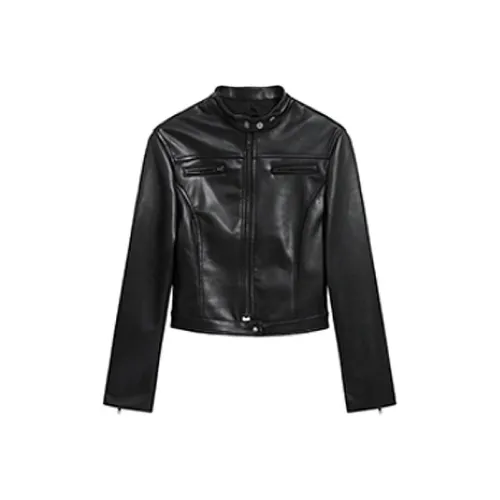 KYKW Черный Женский Кожаный Куртка