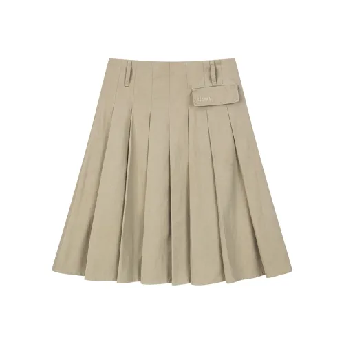 UOOYAA Хаки Женские Повседневные Длинные Юбки