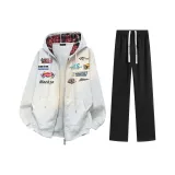 Белый серый топ + черные штаны