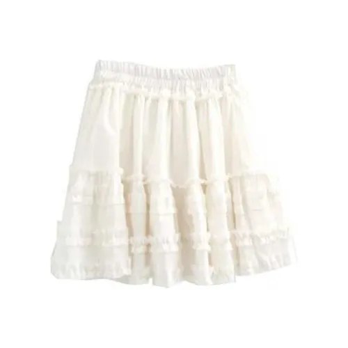 LOWEAR Хлопок Мини Юбка с Риффой Повседневная Короткая Юбка Женская