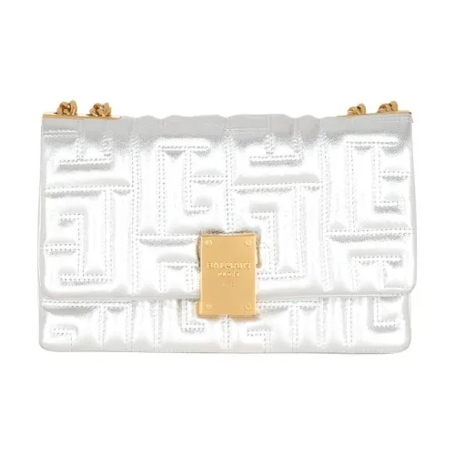 BALMAIN 1945 Лоскутное шитье Мягкая кожа Сумка через плечо Сумка Средний Women's Silver Белый