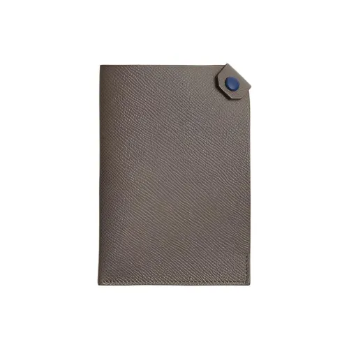 HERMES Tarmac Эпсомская кожа Держатель для паспорта Унисекс Серый