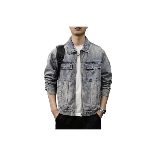 QIANJINNIU Синий Мужской Джинсовые куртки