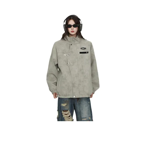 HANGYU Tie Dye Кожа Куртка Пальто Унисекс