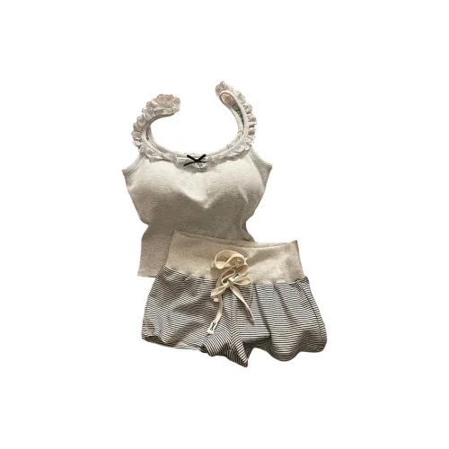 UYH Топ на бретелях + Полосы Шорты Женские Пижамные комплекты