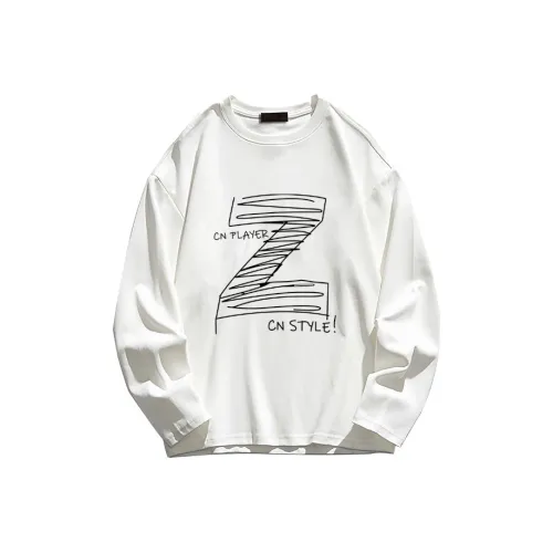 QEWBG Белый Бандо Длинный Рукав Унисекс T-рубашка